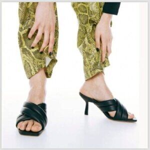 H&M Mules Heels Sandals Quilt Black Sz.39/ US8